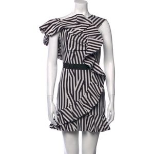Self-Portrait Black and White Striped Mini Dress